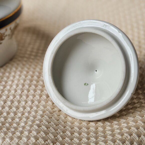 Rare vintage Weimar Porcelain Sugar Jar, German Real Cobalt Harmonie 50's - Picture 4 of 10